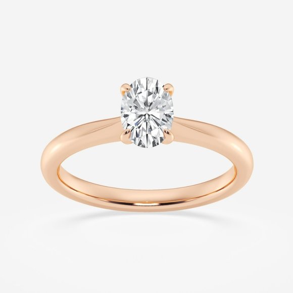 3/4 ctw Oval Lab Grown Diamond Petite Solitaire Engagement Ring - Picture 4 of 7